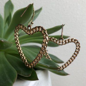 Heart Shaped Chain Link Hoop Earrings